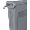 Picture of Rubbermaid Commercial Products Slim Jim Plastic Rectangular Recycling/Compost Bin with Venting Channels, 23 Gallon, Green Recycling (FG354007GRN)