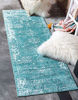 Picture of Unique Loom Sofia Collection Traditional Vintage Runner Rug, 2' x 9' 10", Turquoise/Ivory