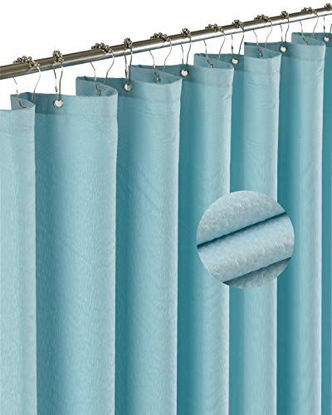 Picture of Barossa Design Soft Fabric Shower Liner or Curtain with Embossed Dots, Hotel Quality, Machine Washable, Water Repellent, Blue, 70 x 72 inches