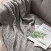 Picture of Bourina Textured Solid Soft Sofa Throw Couch Cover Knitted Decorative Blanket,Light Grey 50"x60"