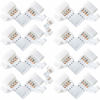 Picture of L Shape 4-Pin LED Connectors 10-Pack JACKYLED 10mm Wide Right Angle Corner Solderless Adapter Connector Terminal Extension with 22Pcs Clip Connectors for 3528/5050 SMD RGB 4 Conductor LED Light Strips