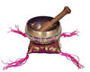 Picture of Tibetan Singing Bowl Set By Dharma Store - With Traditional Design Tibetan Buddhist Prayer Flag - Handmade in Nepal (Purple)