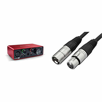 Picture of Focusrite Scarlett Solo (3rd Gen) USB Audio Interface with Pro Tools | First & Amazon Basics XLR Male to Female Microphone Cable - 6 Feet, Black