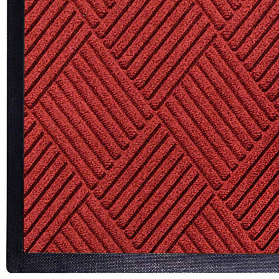 Picture of WaterHog Diamond | Commercial-Grade Entrance Mat with Rubber Border - Indoor/Outdoor, Quick Drying, Stain Resistant Door Mat (Solid Red, 4' x 6')