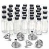 Picture of 36, 2 oz Small Clear Glass Bottles (60ml) with Lids & 6 Stainless Steel Funnels - Boston Round Sample Bottles for Potion, Juice, Ginger Shots, Oils, Whiskey, Liquids - Mini Travel Bottles, NO Leakage