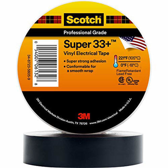 Picture of 3M Scotch Super 33+ Premium Grade All-Weather Vinyl Electrical Tape, 3/4 in x 52 ft, Black, 1 Roll