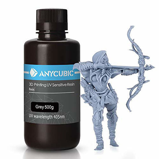 Picture of ANYCUBIC 3D Printer Resin, 405nm SLA UV-Curing Resin with High Precision and Quick Curing & Excellent Fluidity for LCD 3D Printing - 500ML/Grey