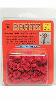 Picture of Pegitz Pegboard Peg Locks 50PCS (1/8 inch, Red)