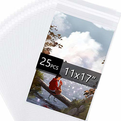 Picture of Acid Free 1.496mil (Single Side) Crystal Sealed Clear Bags for 11x17 Art Prints, Photos, 11 3/7 Inches by 17 1/2 Inches, 25-Pack