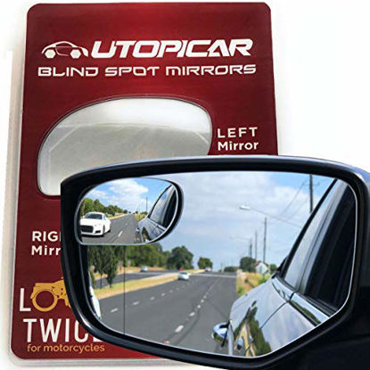 Picture of Blind Spot Mirrors. Unique design Car Door mirrors / Mirror for blind side engineered by Utopicar for larger image and traffic safety. Awesome rear view! [frameless design] (2 pack)