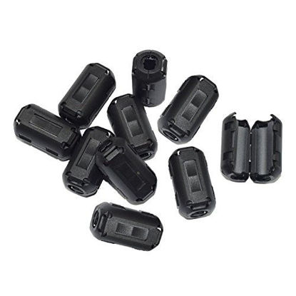 Picture of Topnisus [Pack of 10] Clip-on Ferrite Core Ring Bead Anti-Interference High-Frequency Filter RFI EMI Noise Suppressor Cable Clip (3mm Inner Diameter)