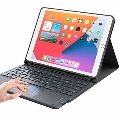 Picture of iPad 8th Generation Case with Keyboard, Smart Trackpad, Detachable Wireless with Pencil Holder Stand Folio Keyboard Cover for iPad 8th Gen/7th Gen 10.2, iPad Air 3rd Gen/Pro 10.5, Black