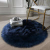 Picture of Ashler Faux Fur Navy Blue Round Area Rug Indoor Ultra Soft Fluffy Bedroom Floor Sofa Living Room 3 x 3 Feet