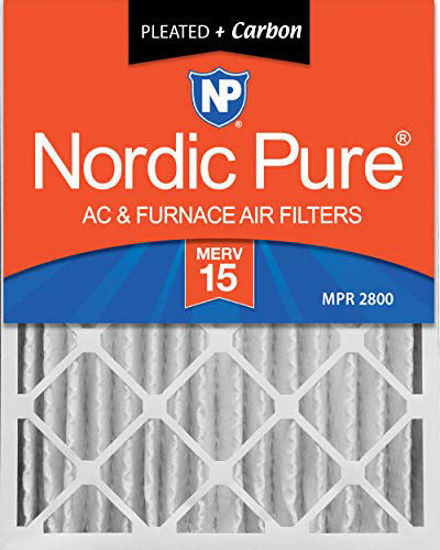 Picture of Nordic Pure 20x25x4 (3-5/8 Actual Depth) MERV 15 Plus Carbon Pleated AC Furnace Air Filters, 2 Pack, 2 Pack