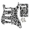 Picture of IKN 11 Hole Stratocaster Pickguard SSS Guitar Pick Guard Back Plate with Screws for Fender Standard Strat Guitar Replacement, 4Ply Black Agate