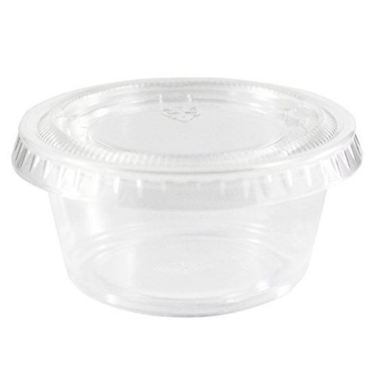 Edi 4 Ounce Clear Plastic Disposable Portion Cups/Souffle Cup with Lids, 50 Sets