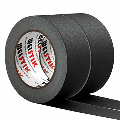 Picture of WELSTIK 2 Pack Black Gaffers Tape,2"X 33 Yards-10% Longer-Heavy Duty Gaffers Tape,Waterproof Matte Finish Gaff Tape,Residue Free,Non Reflective,Easy to Tear