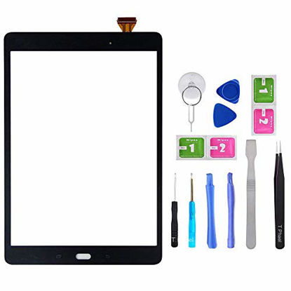 Picture of Black Touch Screen Digitizer for Samsung Galaxy Tab A 9.7" - Glass Replacement for SM-T550 SM-T555 T550 T555 (Not Include LCD) with Tools + Pre-Installed Adhesive