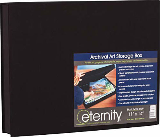 Picture of HG Concepts Art Photo Storage Box Eternity Archival Clamshell Box for Storing Artwork, Photos & Documents Deluxe Acid-Free Sturdy & Lined with Archival Paper - [Black - 11" x 14"]