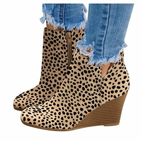 Picture of Padaleks Women High Heels Boots Wedding Bride Shoes Lady Dress Ankle Booties Thick Heel Wedges Shoes Suede Boots Yellow