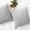 Picture of Home Brilliant 2 Packs Decor Soft Decorative Striped Corduroy Velvet Square Throw Pillow Sofa Cushion Covers for Couch, 20x20 inch (50cm), Light Grey