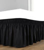 Picture of Biscaynebay Wrap Around Bed Skirts Elastic Dust Ruffles, Easy Fit Wrinkle and Fade Resistant Silky Luxrious Fabric Solid Color, Black for Twin and Full Size Beds 15 Inches Drop