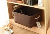 Picture of TheWarmHome Decorative Basket Rectangular Fabric Storage Bin Organizer Basket with Handles for Clothes Storage (Brown, 15.7L11.8W8.3H)