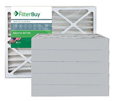 Picture of FilterBuy 18x25x4 MERV 13 Pleated AC Furnace Air Filter, (Pack of 6 Filters), 18x25x4 - Platinum