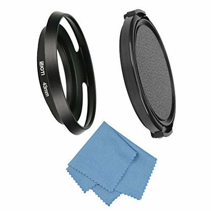 Picture of SIOTI Filmy Wide Angle Vented Metal Lens Hood with Cleaning Cloth and Lens Cap Compatible with Leica/Fuji/Nikon/Canon/Samsung Standard Thread Lens