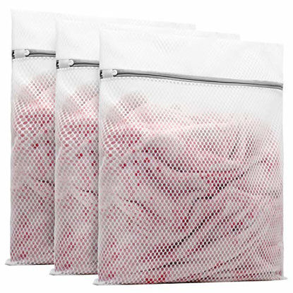 Picture of 3Pcs Durable Honeycomb Mesh Laundry Bags for Delicates 16 x 20 Inches