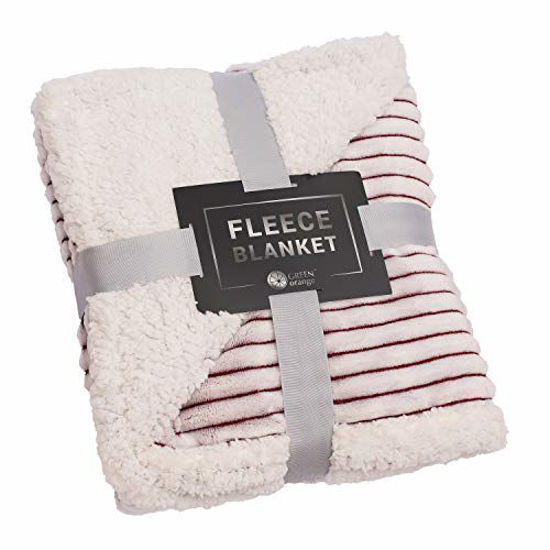 Picture of Sherpa Blanket Fleece Throw - 50x60, Red and White - Soft, Plush, Fluffy, Warm, Cozy - Perfect for Bed, Sofa, Couch, Chair