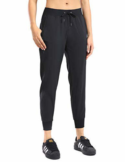 GetUSCart- CRZ YOGA Women's Lightweight Joggers Pants with Pockets  Drawstring Workout Running Pants with Elastic Waist Black X-Small