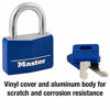 Picture of Master Lock 142DCM Covered Aluminum Keyed Padlock, 1-Pack, Blue