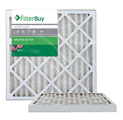 Picture of FilterBuy 24x24x2 MERV 8 Pleated AC Furnace Air Filter, (Pack of 2 Filters), 24x24x2 - Silver