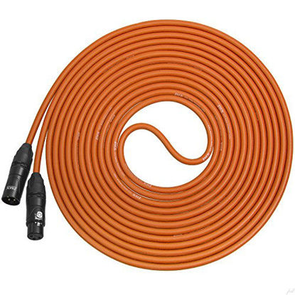 Picture of LyxPro 30 Feet XLR Microphone Cable Balanced Male to Female 3 Pin Mic Cord for Powered Speakers Audio Interface Professional Pro Audio Performance and Recording Devices - Orange