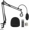 Picture of Desktop Microphone Stand for Blue Yeti and Blue Yeti Pro with Mic Windscreen and Double Layered Screen Pop Filter Heavy Duty Boom Scissor Arm Condenser Mic Stands,Broadcasting and Recording