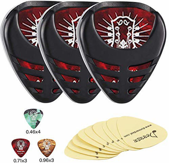 Picture of Donner 3 Pack Guitar Pick Holder Mini Sticky Style,10 Pcs Picks of Thin Medium Heavy,9 Pcs 3M Stickers for Acoustic Guitar Electric Guitar Bass Ukulele Banjo
