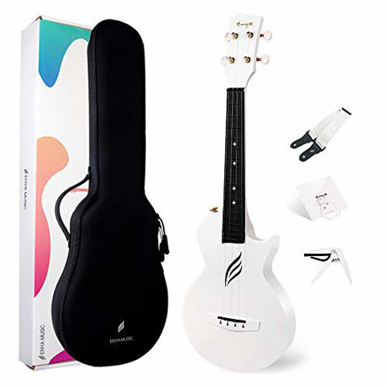 Picture of Enya Concert Ukulele Nova U 23 Carbon Fiber Travel Ukulele with Beginner Kit includes online lessons, case, strap, capo and strings (White)