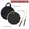 Picture of LOLUNUT 12 Inch Silent Drum Pad,Dumb Drum Beginner Rubber Practice Pad,with 5A Drum Sticks & Storage Bag(Black)
