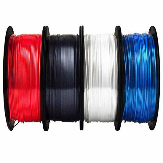 GetUSCart- TTYT3D Silk Shiny White Black Red Blue 3D Printer Filament Bundle,  1.75mm 3D Printing Material 4 in 1 Bundle, Each Spool 1Kg Total 4 Spools  4Kgs in One Box