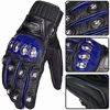 Picture of ILM Alloy Steel Leather Hard Knuckle Touchscreen Motorcycle Bicycle Motorbike Powersports Racing Gloves (L, (LEATHER) BLUE)