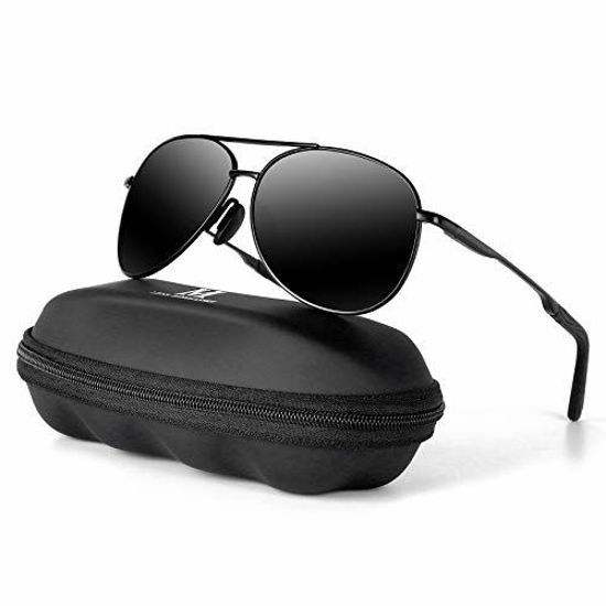 Aviator Sunglasses for Men Polarized Women-MXNX UV Protection Lightweight  Driving Fishing Sports Mens Sunglasses MX208-(Black /Black Lens)