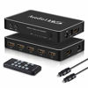 Picture of 4K HDMI Switch 6x1 Audio Extractor, avedio links 6 Port HDMI Switcher Box with Remote, HDMI Multi Port Switch 6 in 1 Out with Optical Toslink & 3.5mm Audio (Optical Cable Included) (Black)