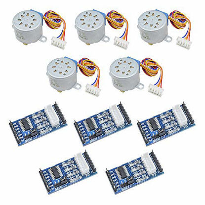 Picture of Diymore 5-Set DC12V 28BYJ-48 Stepper Motor with ULN2003 Drive Boards Blue for Arduino (12V)