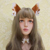 Picture of Fxaelian Animal Anime Cute Fox Wolf Cat Dog Ears Headband with Bells Halloween Cosplay Costume Party Headpiece Hair Accessories for Women Girls Adult Kids Bells Brown White