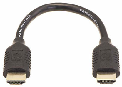 Picture of valonic Short HDMI Cable | 7 in / 0.6 ft | 4k | Full HD | ARC | high Speed | Ultra HD | ethernet | for TV, PS4, Xbox | 30 AWG | Black | 20cm