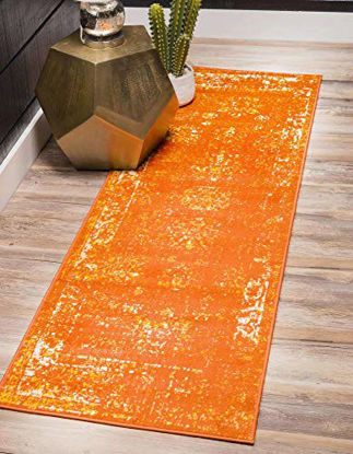 Picture of Unique Loom Sofia Collection Traditional Vintage Runner Rug, 2' x 13', Orange/Yellow