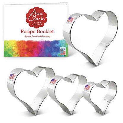 Picture of Ann Clark Cookie Cutters 4-Piece Heart Cookie Cutter Set with Recipe Booklet, 2.75", 3.25", 3.75", 4"