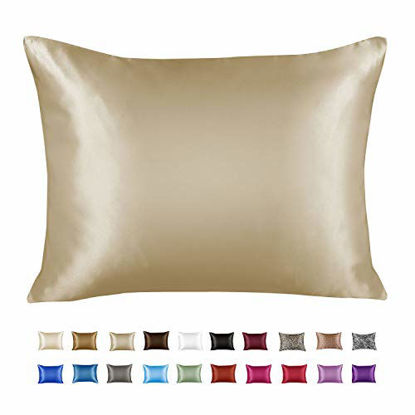 Picture of ShopBedding Luxury Satin Pillowcase for Hair - Standard Satin Pillowcase with Zipper, Champagne (1 per Pack) - Blissford