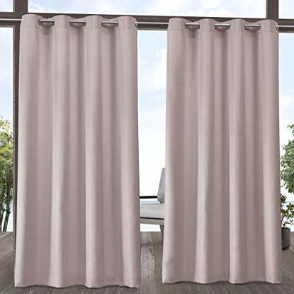 Picture of Exclusive Home Curtains Indoor/Outdoor Solid Cabana Grommet Top Curtain Panel Pair, 54x96, Blush